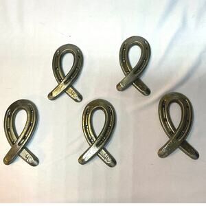 Cancer Ribbon Shape Napkin Rings Western Ranch set of 5 Diamond Metal   RF724